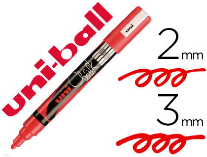 Uniball Chalk Marker - Marqueur Craie - Pointe Moyenne - Rouge Fluo
