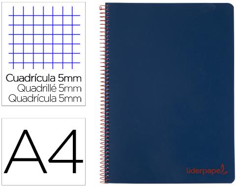 Papeterie Scolaire : Cahier spirale liderpapel a4 micro wonder 240 pages 90g 5x5mm 4 trous 5 bandes couleurs bleu marine
