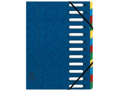 Trieur 12 compartiments Exacompta Harmonika carte lustrée 24x32cm avec élastiques dos extensible couleurs aléatoires