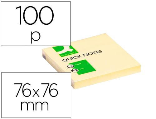 Fournitures de bureau : Bloc-notes q-connect quick notes 75x75mm 1 bloc 100f repositionnables coloris jaune