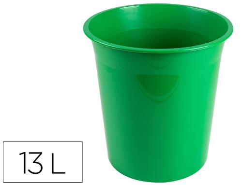 Fourniture de bureau : Corbeille papier q-connect plastique resistant 13l coloris vert opaque