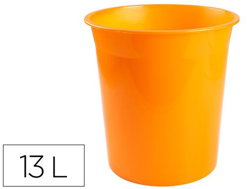 Fourniture de bureau : Corbeille papier q-connect plastique resistant 13l coloris orange translucide