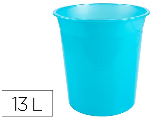 Fourniture de bureau : Corbeille papier q-connect plastique resistant 13l coloris turquoise translucide