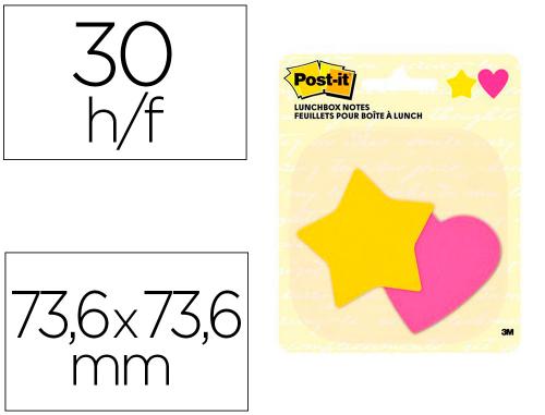 Fourniture de bureau : bloc-notes post it forme étoile et coeur super sticky 30f/bloc adhésif repositionnable coloris rose et jaune