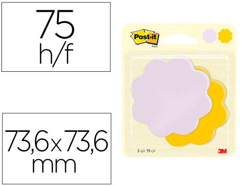 Fourniture de bureau : bloc-notes post it forme fleur 75f/bloc adhésif repositionnable coloris blanc/jaune 2 blocs