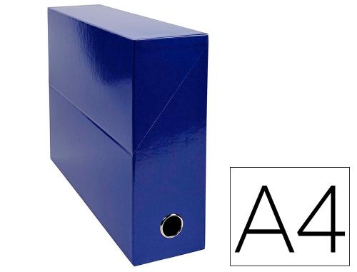 Fourniture de bureau : Boite de transfert exacompta iderama dos 90mm A4 25x33cm avec œillet préhension carton pellicule 15/10e - Bleu foncé