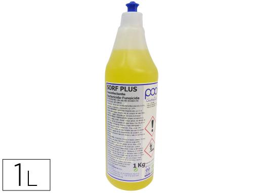Fournitures de bureau : Nettoyant hygienisant desodorisant desinfectant sorf plus jaune rtu bouteille 1 litre