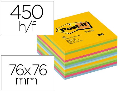 Fournitures de bureau : Bloc-notes post-it cube 76x76mm 450f repositionnables coloris light énergie