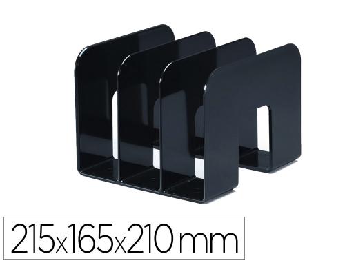 Fournitures de bureau : Trieur vertical durable trend polystyrene antichoc 3 compartiments carre compact stable 215x165x210mm coloris noir