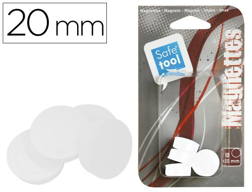 Papeterie Scolaire : Aimant safetool rond afficher signaler diamètre 20mm coloris blanc blister de 6
