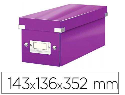 Boîte de rangement cd leitz click&store carton pelliculé 143x136x352mm boutons-pression porte-étiquette coloris violet
