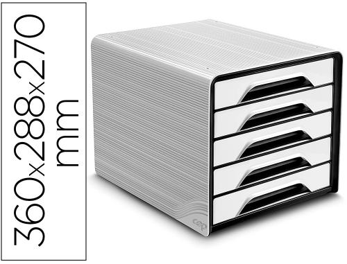 Fournitures de bureau : Module classement cep smoove 5 tiroirs 240x320mm coloris blanc et noir