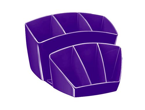 Fournitures de bureau : Pot multifonctions cep pro polystyrène antichoc brillant 6 compartiments + 2 espaces 143x93x158mm coloris gloss violet