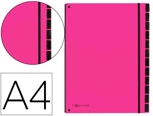 Trieur 12 compartiments PAGNA A4 carte rigide coloris rose