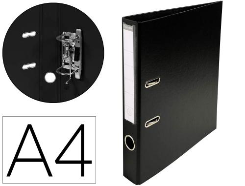 Classeur levier exacompta carton recouvert pvc a4 32x29cm dos 5cm étiquette porte-étiquette coloris noir