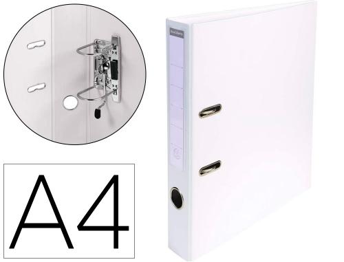 Classeur levier exacompta carton recouvert pvc a4 32x29cm dos 5cm étiquette porte-étiquette coloris blanc