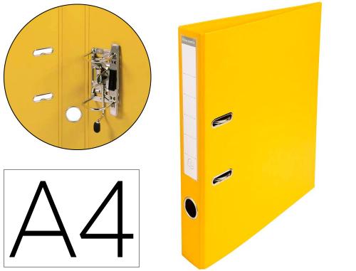 Classeur levier exacompta carton recouvert pvc a4 32x29cm dos 5cm étiquette porte-étiquette coloris jaune