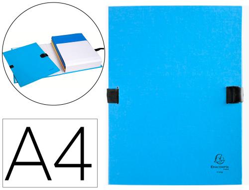 Chemise exacompta n'clip rabat en pied carton recouvert 10/10e a4 dos extensible 13cm clip sangle coloris bleu clair