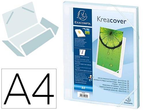 Fourniture de bureau : Boîte classement exacompta kreacover polypropylène opaque 7/10e couverture personnalisable dos 25mm coloris blanc