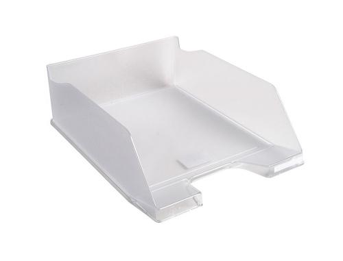 Fourniture de bureau : Corbeille courrier exacompta combo maxi polystyrène solide a4 superposable verticale/escalier 347x255x103mm cristal