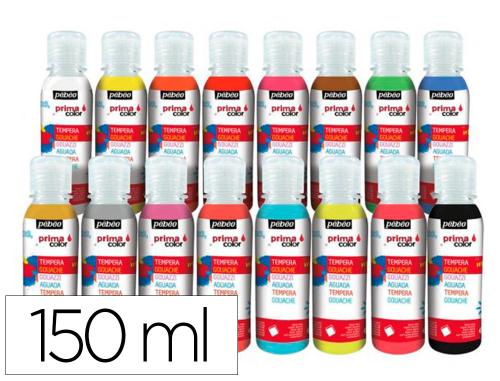 Fournitures de bureau : Gouache liquide pebeo primacolor inodore onctueuse application facile coloris assortis boite 16 flacons x 150ml