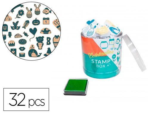 Fourniture de bureau : Tampons sodertex celebration 1,3mm + 1 encreur 32 tampons tailles et coloris assortis