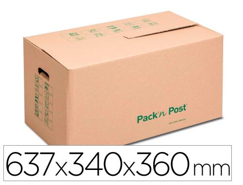 Papeterie Scolaire : Carton de demenagement gpv pack'n post compact marron 637x340x360mm poignee renforcee resiste jusqu'a 25kg lot de 10