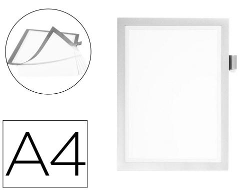Papeterie Scolaire : Cadre affichage durable duraframe note adhesif a4 magnetique peut contenir 5 affiches porte-stylo inclus coloris argent