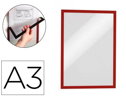 Papeterie Scolaire : Cadre affichage durable a3 magnetique insertion document facile coloris rouge sachet de 5