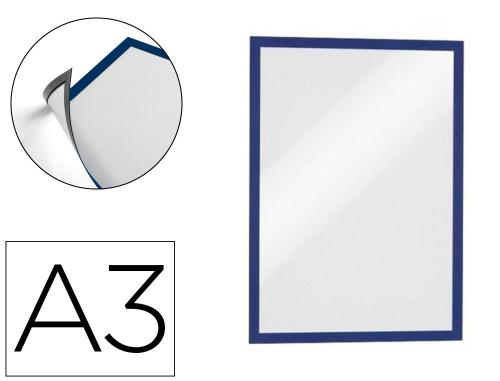 Papeterie Scolaire : Cadre affichage durable a3 magnetique insertion document facile coloris bleu sachet de 5