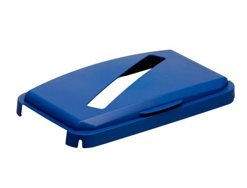 Papeterie Scolaire : Couvercle durable durabin tri papier carton charniere laterale fente diagonale se fixe aux conteneurs durabin 60 bleu