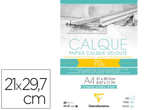 Papeterie Scolaire : Clairefontaine 96500C - Bloc encollé de Calque supérieur 50 feuilles 21x29,7 cm 70/75g