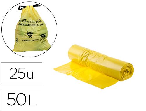 Papeterie Scolaire : Sac plastique jaune 50 litres 25 microns rouleau de 25