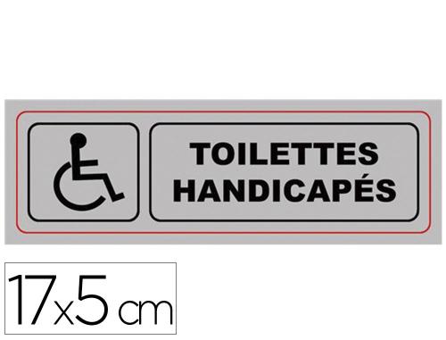 Papeterie Scolaire : Plaque signalisation viso aluminium auto-adhesive toilettes handicapes 17x5cm