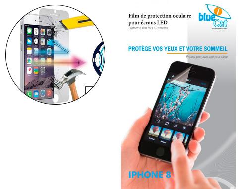 Papeterie Scolaire : Protection écran bleu pour iphone 8