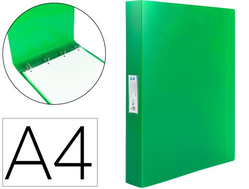 Classeur liderpapel 4 anneaux 25mm a4 260x315mm polypropylene dos 40mm porte-cartes visite coloris vert pomme