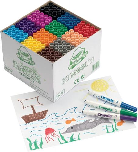 Fourniture de bureau : Feutre coloriage crayola minikids pointe bloquée 12 couleurs assorties coffret école 144 unités