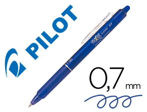 Pilot Frixion Ball Clicker - Roller Effaçable - Pointe Moyenne 0,7 mm - Bleu