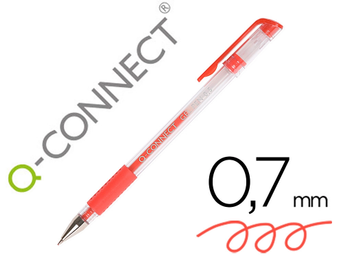 Q-Connect Grip - Stylo Roller - Pointe Moyenne 0.7mm - Rouge